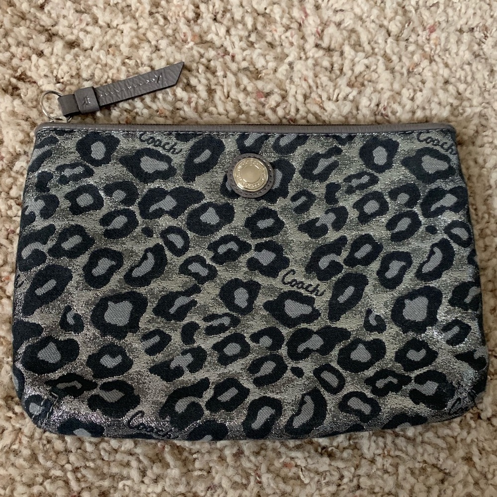NWOT Coach leopard print pouch